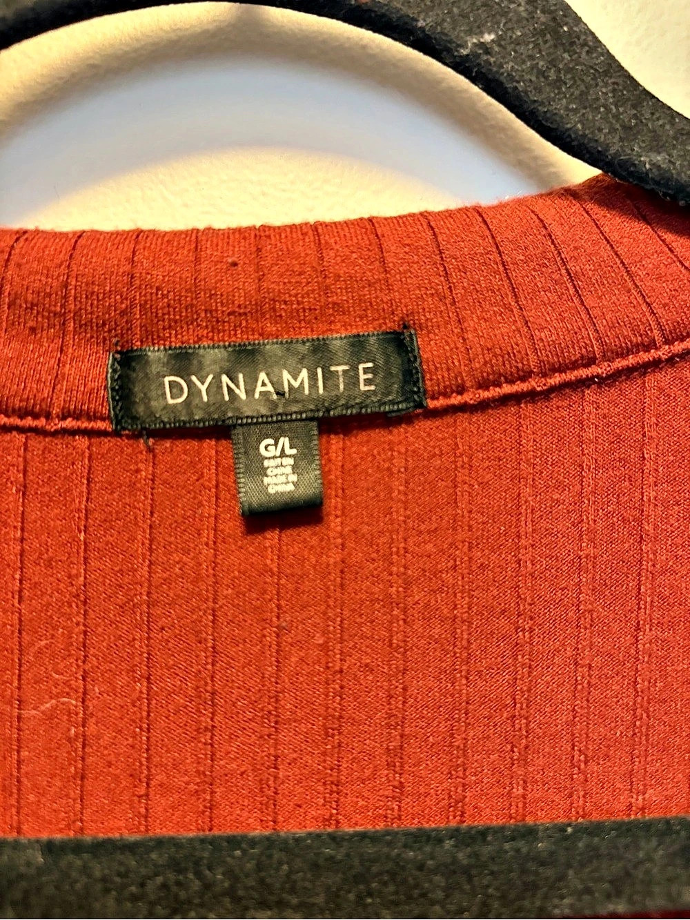 Dynamite Ribbed Short Sleeve Top in Rust Size Large - Picture 3 of 3